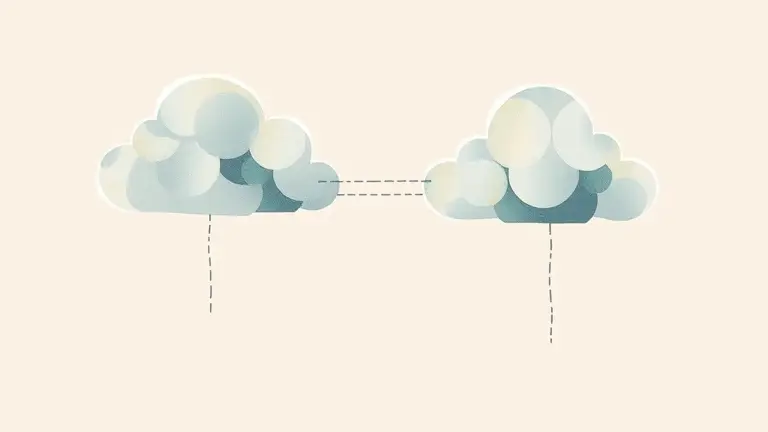 two cloud platforms connected by a bridge of AI models